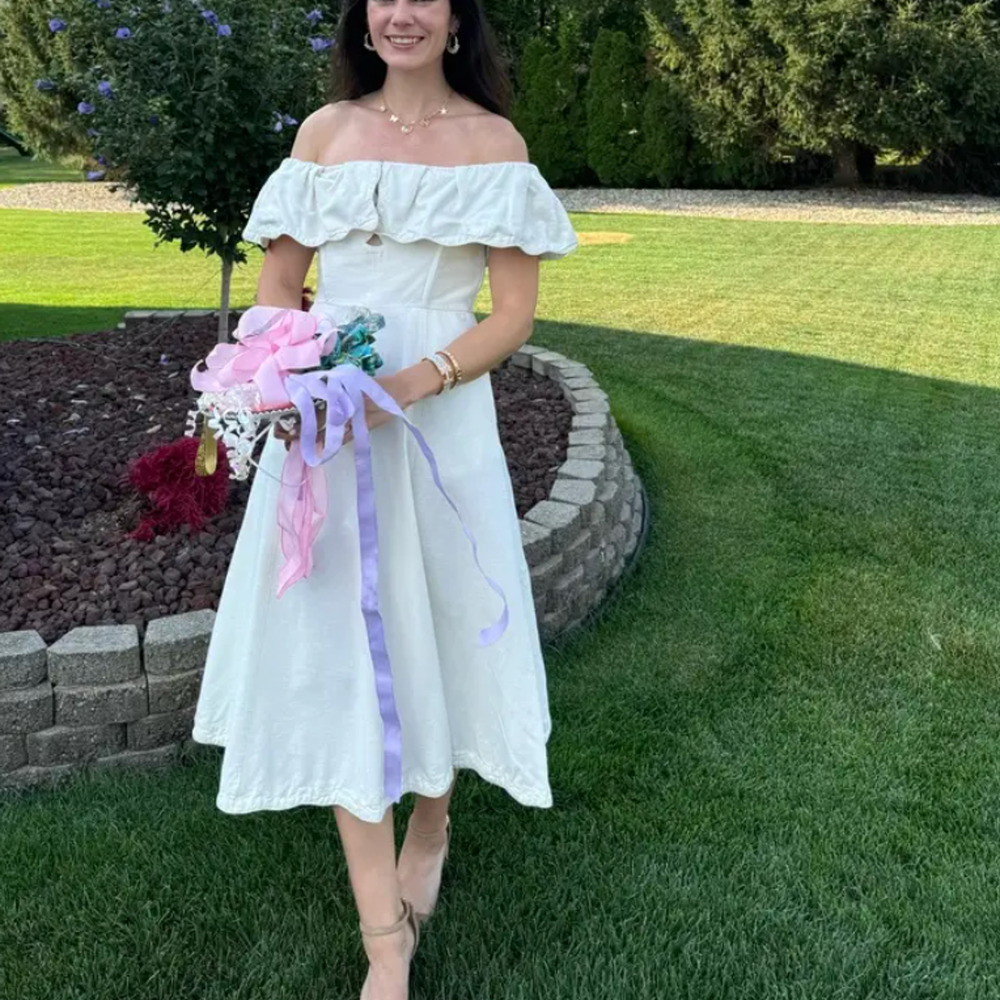 Sea New York White Strapless Midi Dress Size 10 Bridal Cotton Designer $445 - Picture 4 of 13